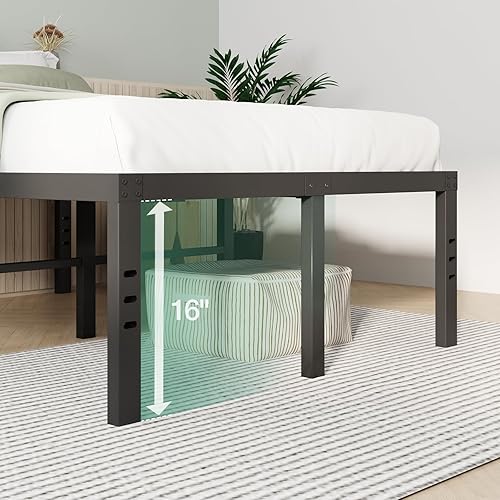 Miniatura 46 de Novilla - Base de cama matrimonial, plataforma de metal de 14 pulgadas, con espacio de almacenamiento debajo de la cama, soporte de listones de