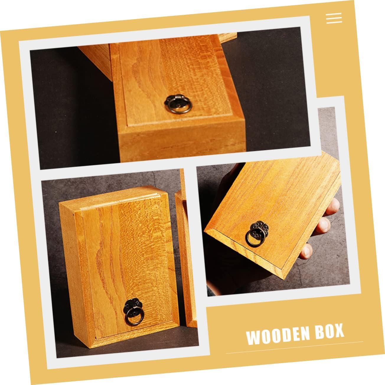 Xmas Small Wooden Box Decorative Wood Storage Box with Lid image 5