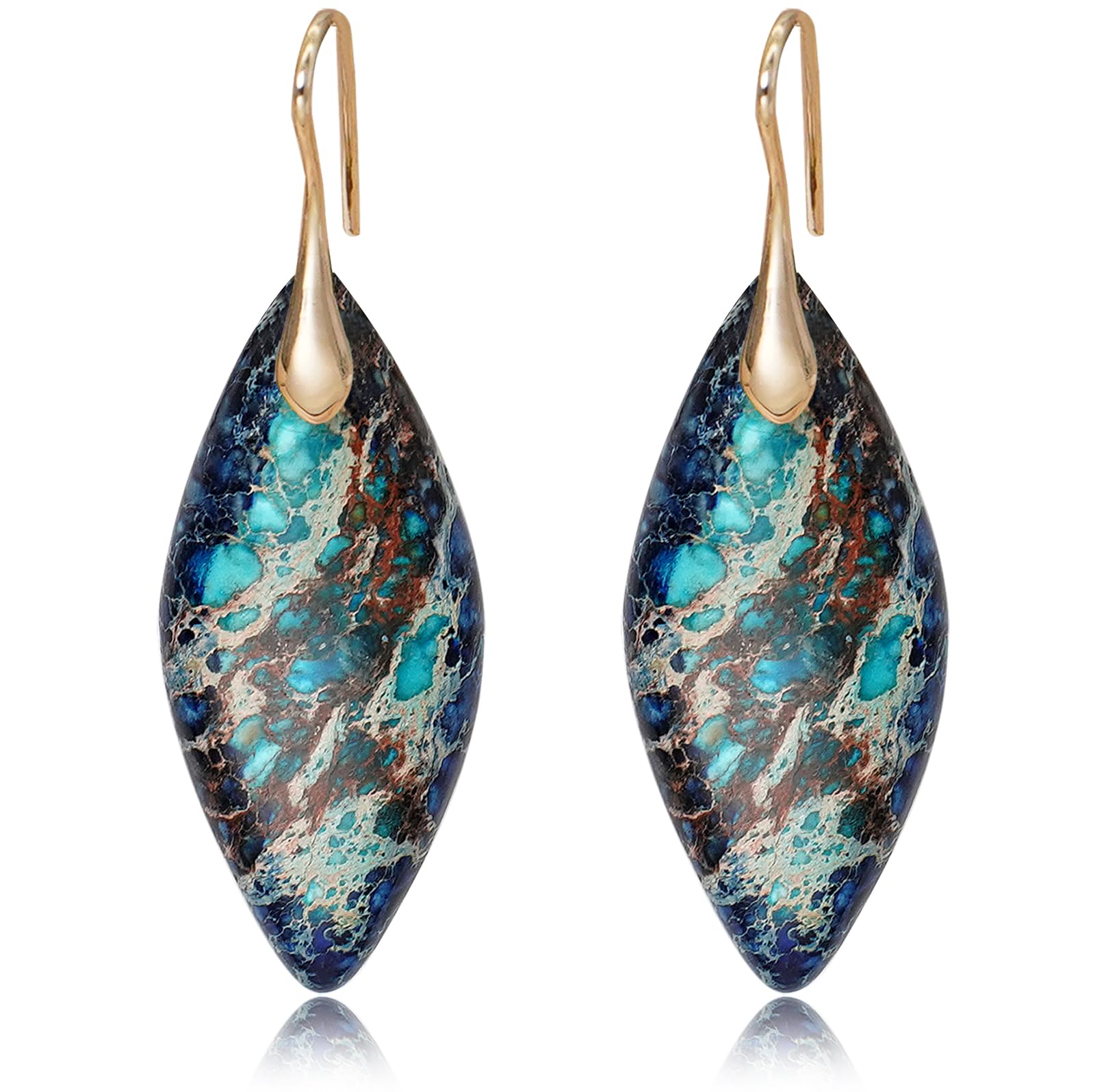 Wovanoo Natural Stone Earrings Multishape Dangle Drop Earrings Boho Stone Earring for Women