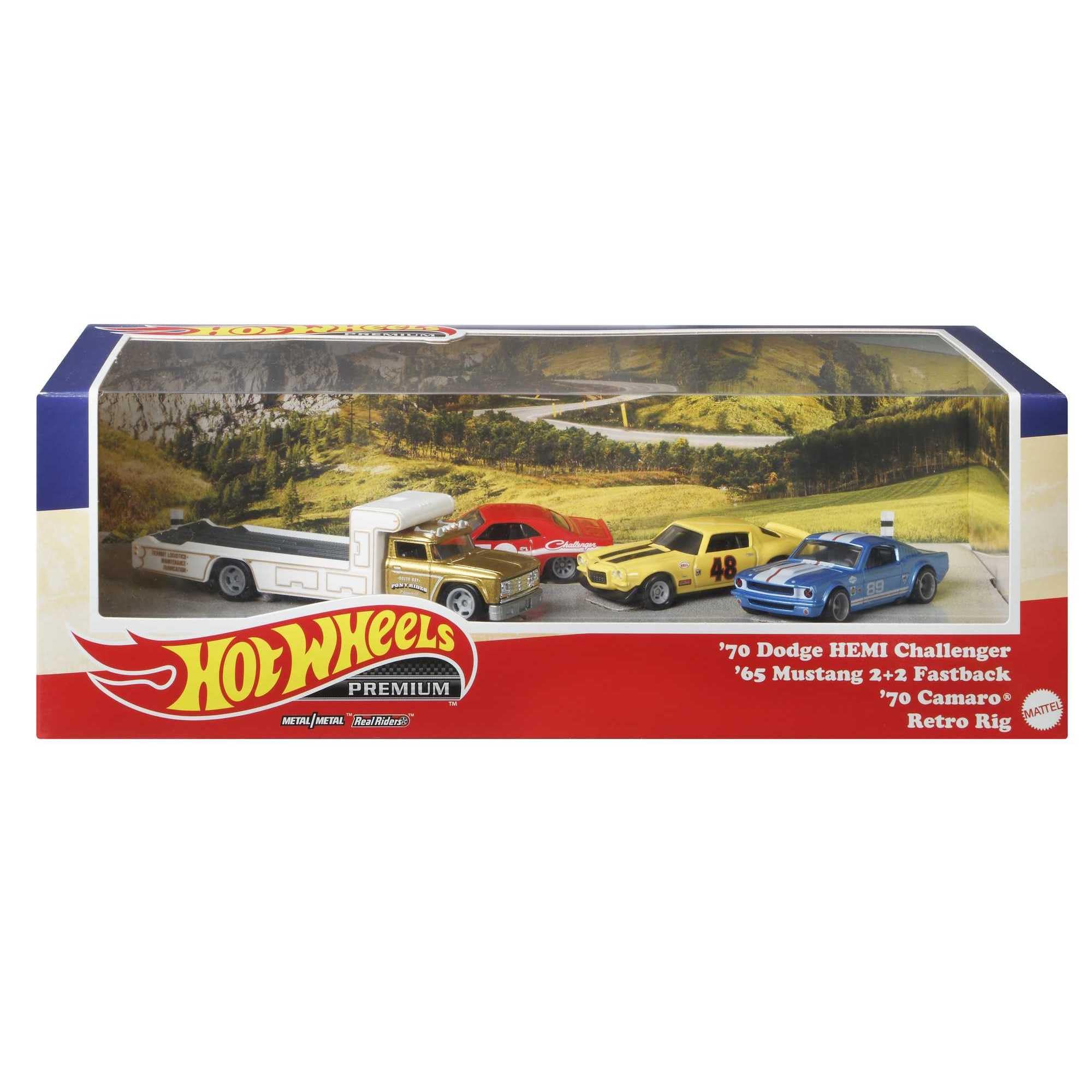 Kit Hot Wheels® Premium Collector com 4 veículos metálicos, pneus