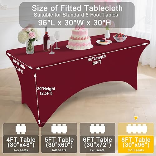 Miniatura 198 de Smiry Paquete de 2 manteles de elastano de 6 pies, elásticos ajustables, lavables y sin arrugas, rectangulares para mesa de patio, para exteriores,