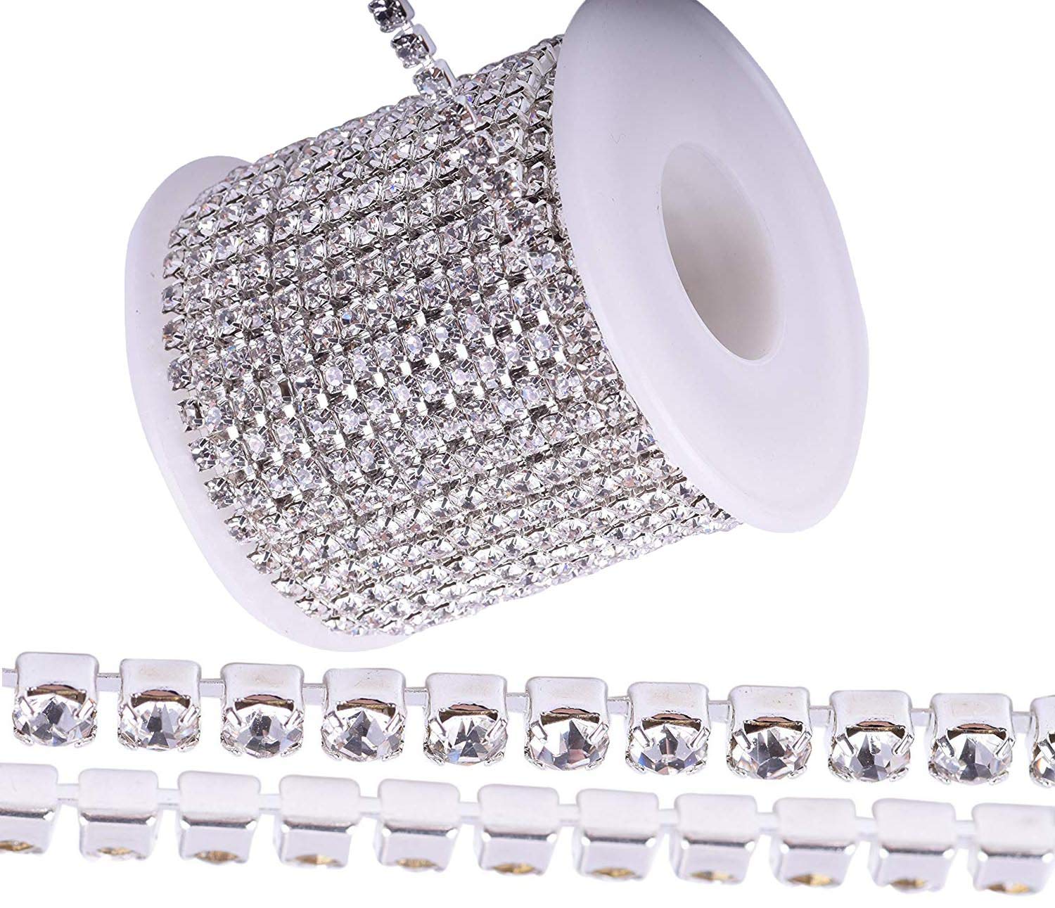 DIY Crafts Design No # 3, 11 Yards Crystal Rhinestone, Crystal Rhinestone Close Chain Trimming Claw Chain Jewelry (Design No # 3, 11 Yards Crystal Rhinestone) 1