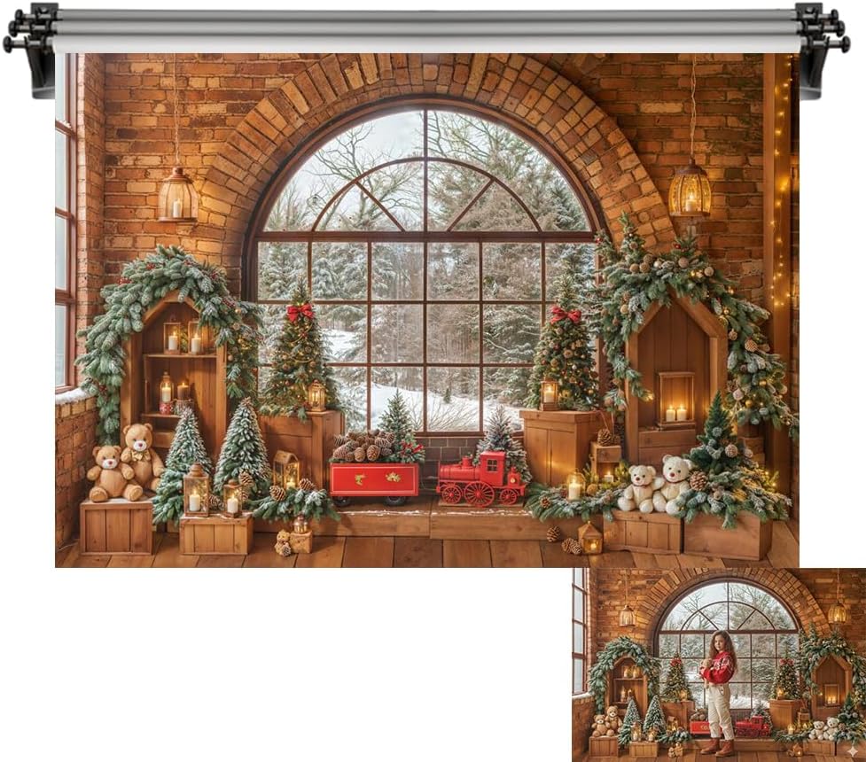 Kate 10x6.5ft/3x2m Christmas Backdrop for Photography Window Toys Room Photoshoot Background Photo Video Studio Props