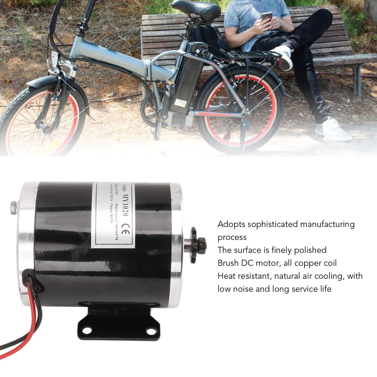 Electric Bicycle Motor High Speed 36V 800W Brushed DC Motor Upgrade Part for DIY Electric Bicycles and Scooters Aluminium Alloy Material