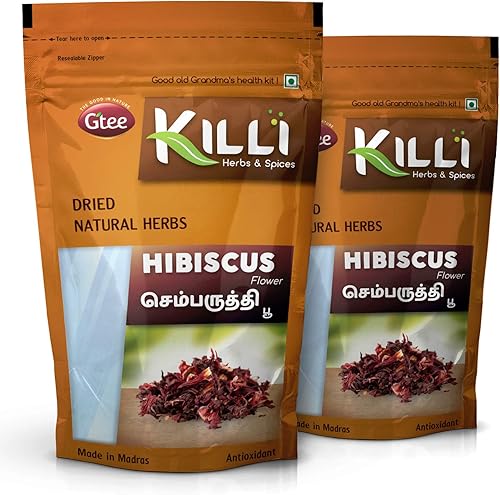 KILLI Hibiscus sabdariffa  Sembaruthi  Gudhal  Chembarathi  Flor de mandara, 2.12 oz (paquete de 2)