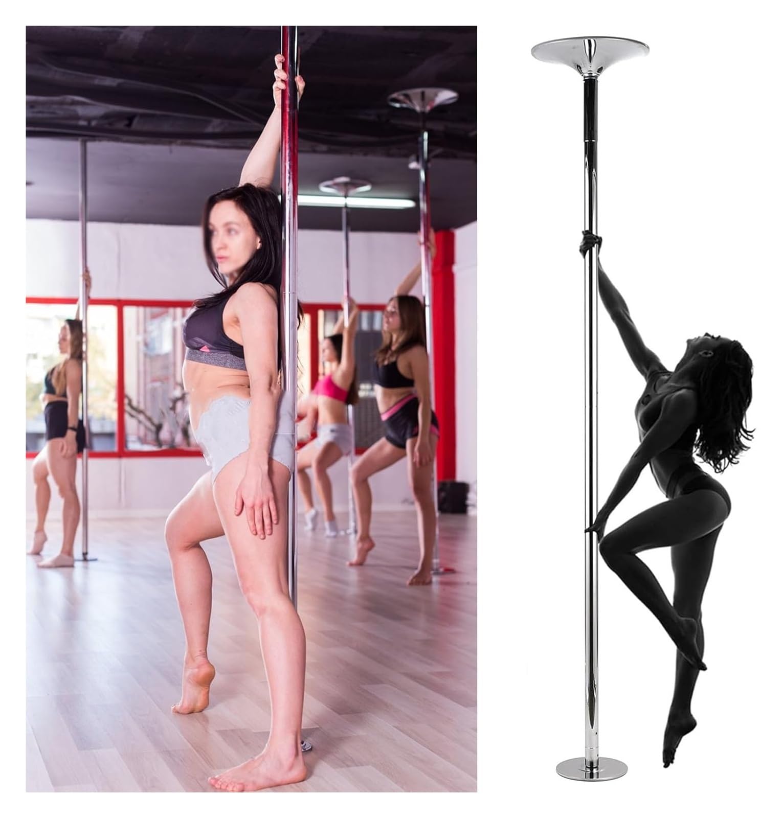 JYBNBBE Stripper Pole,Dance Pole, Stripper Pole,Tall Ceilings Spinning Stripper Dance Pole, Portable Pole Dancing Pole Standing,Height 2.23-2.74m (7.3ft