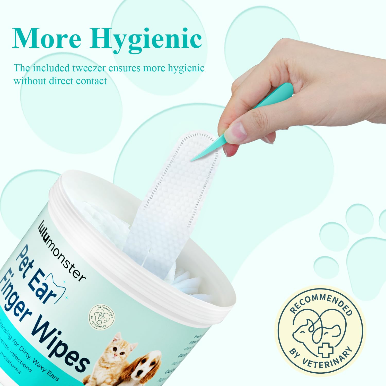 Dog & Cat Ear Cleaner Finger Wipes, Vet‑Recommended for Dog Ear Infection Relief, Itching & Inflammation, Remove Wax Dirt, Stop Smelly, Non‑Irritating, 50ct (Coconut Scent) - image 3