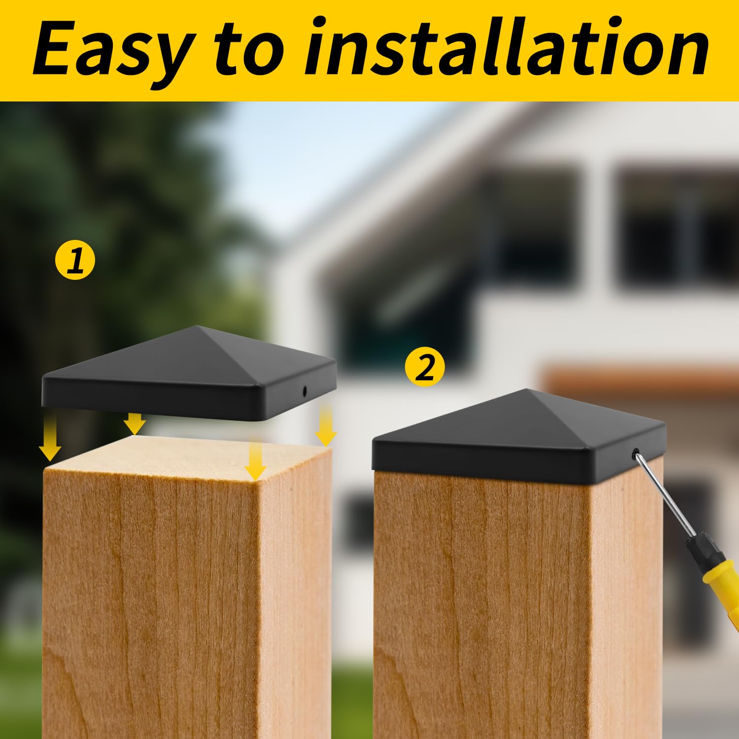 24 Tappi Per Pali Recinzione 10x10cm - Nero ABS | Con Viti - Foto 8