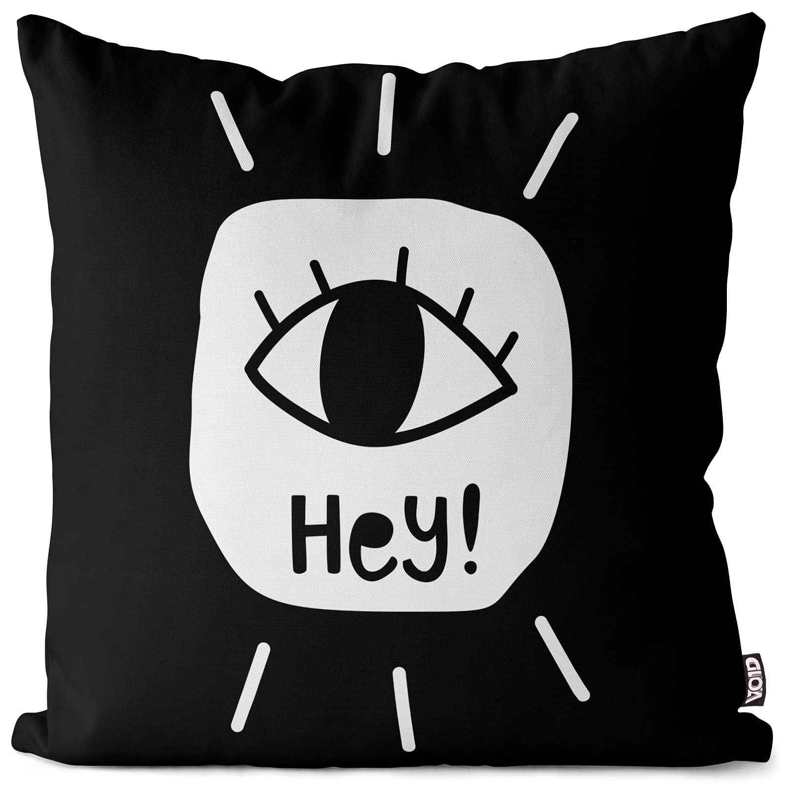 VOID Hey! Auge Spruch Cartoon Kissenbezug Kissenhülle Sofakissen Kissen Deko Outdoor-Kissen Dekokissen, Kissen Größe:80 x 80 cm