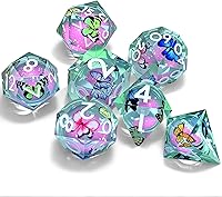 Vista 21 de Resin Cat Head DND Dice, Sharp Edge Dungeons and Dragons Polyhedron Game Dice Set for Role Playing Games RPG Explorer Magic, Holiday Birthday Gifts