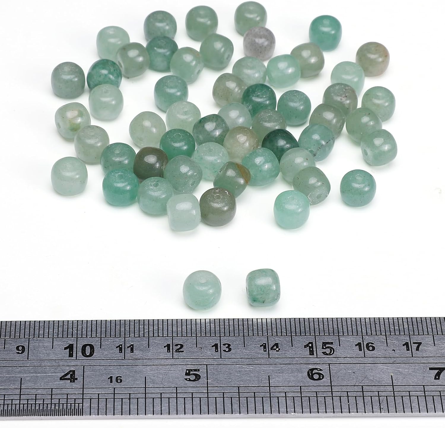 Natural Green Aventurine Jade Flat Cut Round Drum Stone 8mmx7mm Loose Semi Gemstone Beads for Jewelry Making 38cm - Image 3
