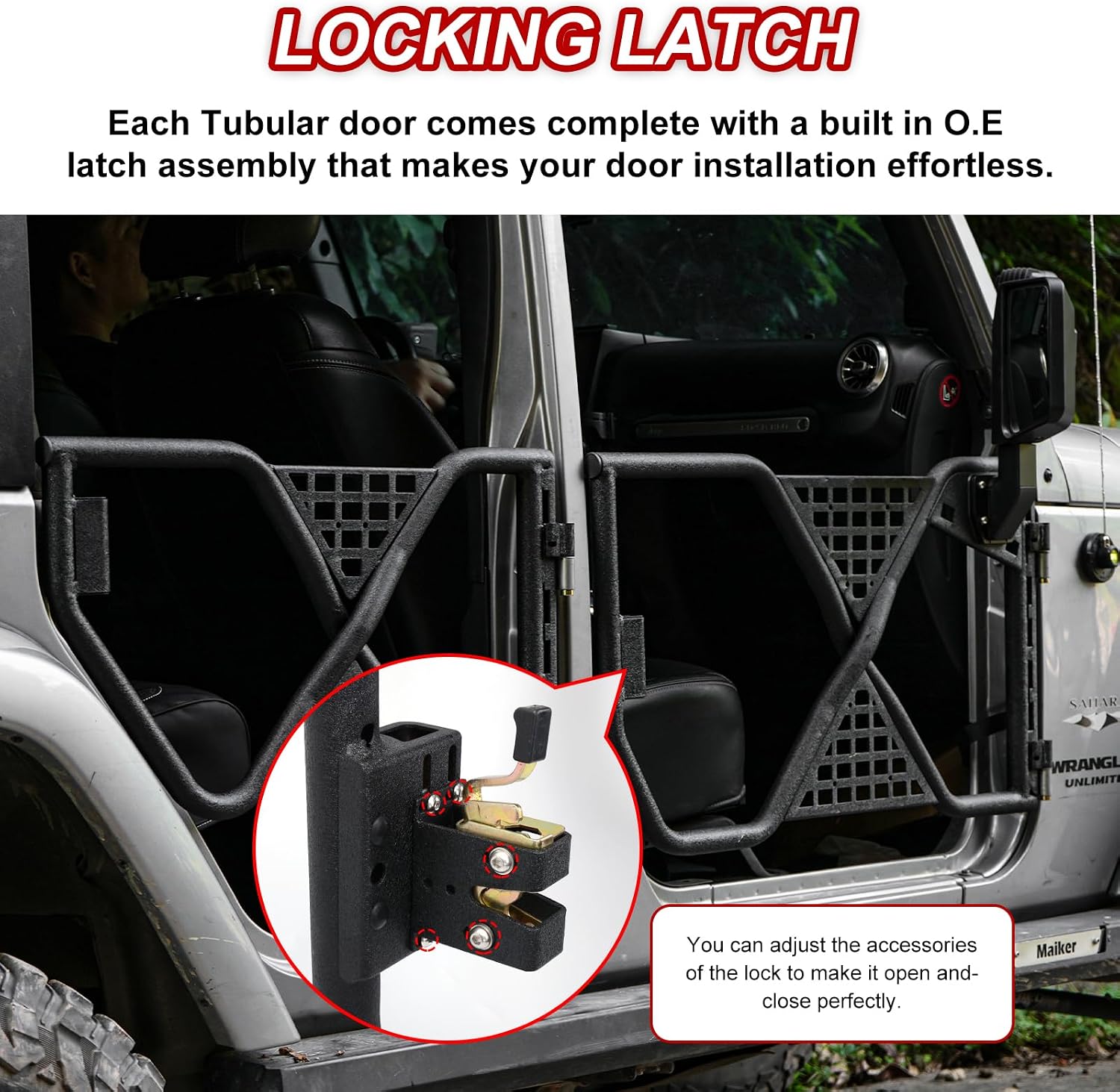 Z8 Z8LED JK Steel Tubular Door with Rear view Mirror Compatible with Jeep Wrangler JK Unlimited 2007-2018 (Stainless Steel, 4 Doors)