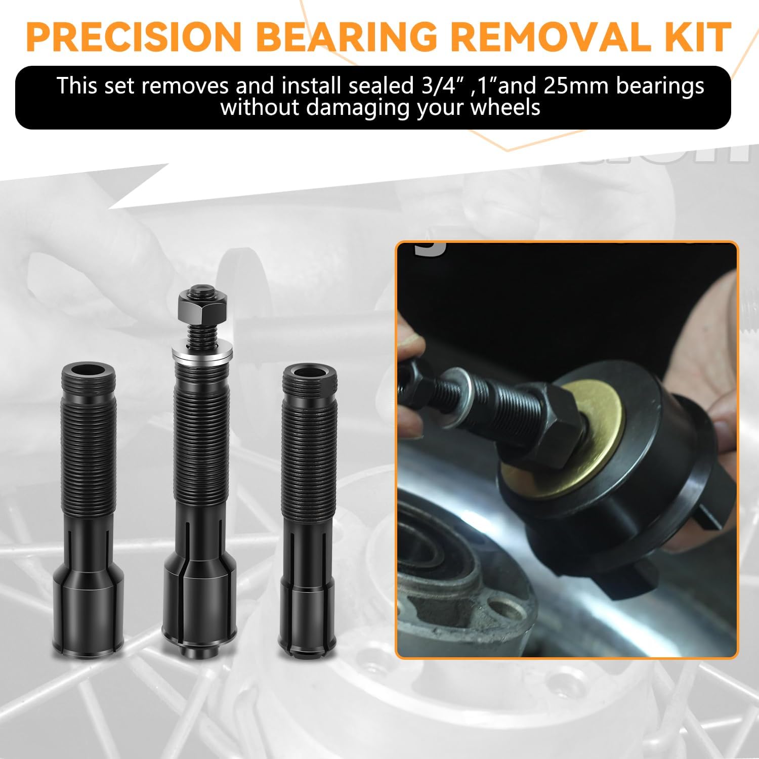 Auto Dynasty Motorcycles Wheel Bearing Puller Tools Set 0.75" 1" 25mm Bearings Compatible with Sportster Twin Cam Vrsc and Most Harley-Davidson Motorcycles 2001-2020, 17 Pcs, Blue/Black