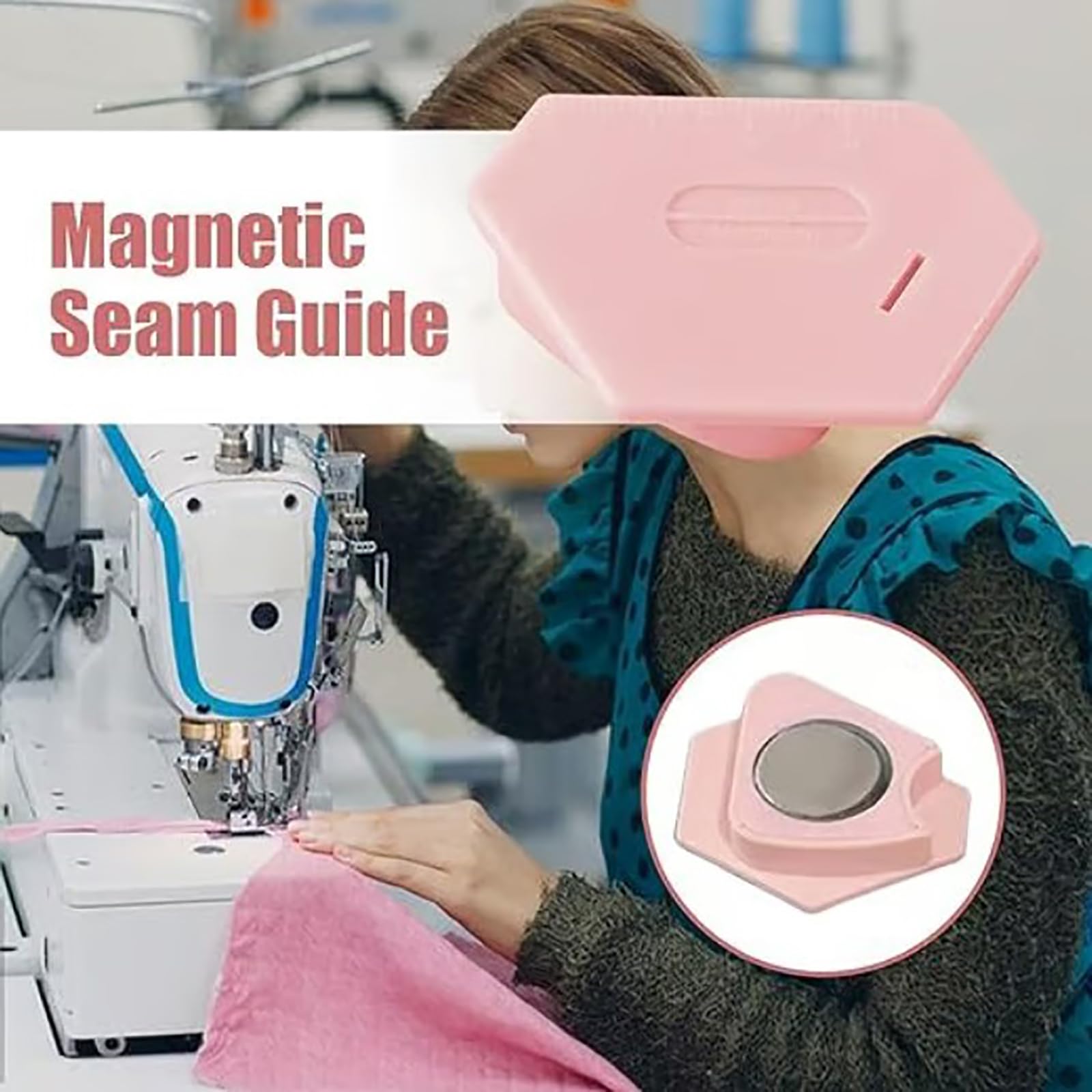 Guía de costura magnética para máquina de coser, regla de guía de costura para máquina de coser, guía de costura magnética, guía de costura multifunción, guía de dobladillo con escala, accesorios de