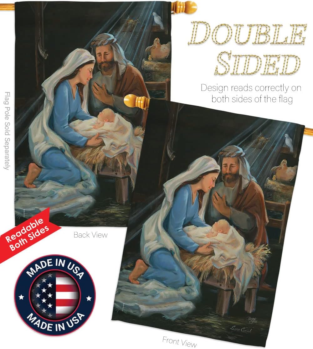 Nativity Tapestry Christmas Gifts Breeze Decor House Small Flag Feliz Navida Room Indoor Holy Night Wall Art Patio Lawn Garden Merry Xmas Banner 2X3 Outdoor Yard Birth of Jesus Decorations Made In USA