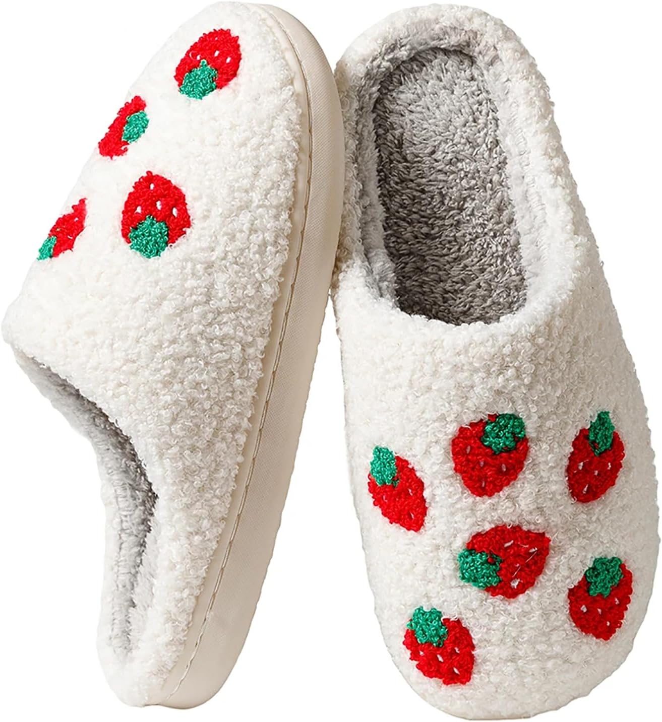 Women's Men's Cute Fuzzy Heart Slippers Memory Foam Fluffy Couple Slippers Cozy House Indoor Outdoor Shoes - Image 4