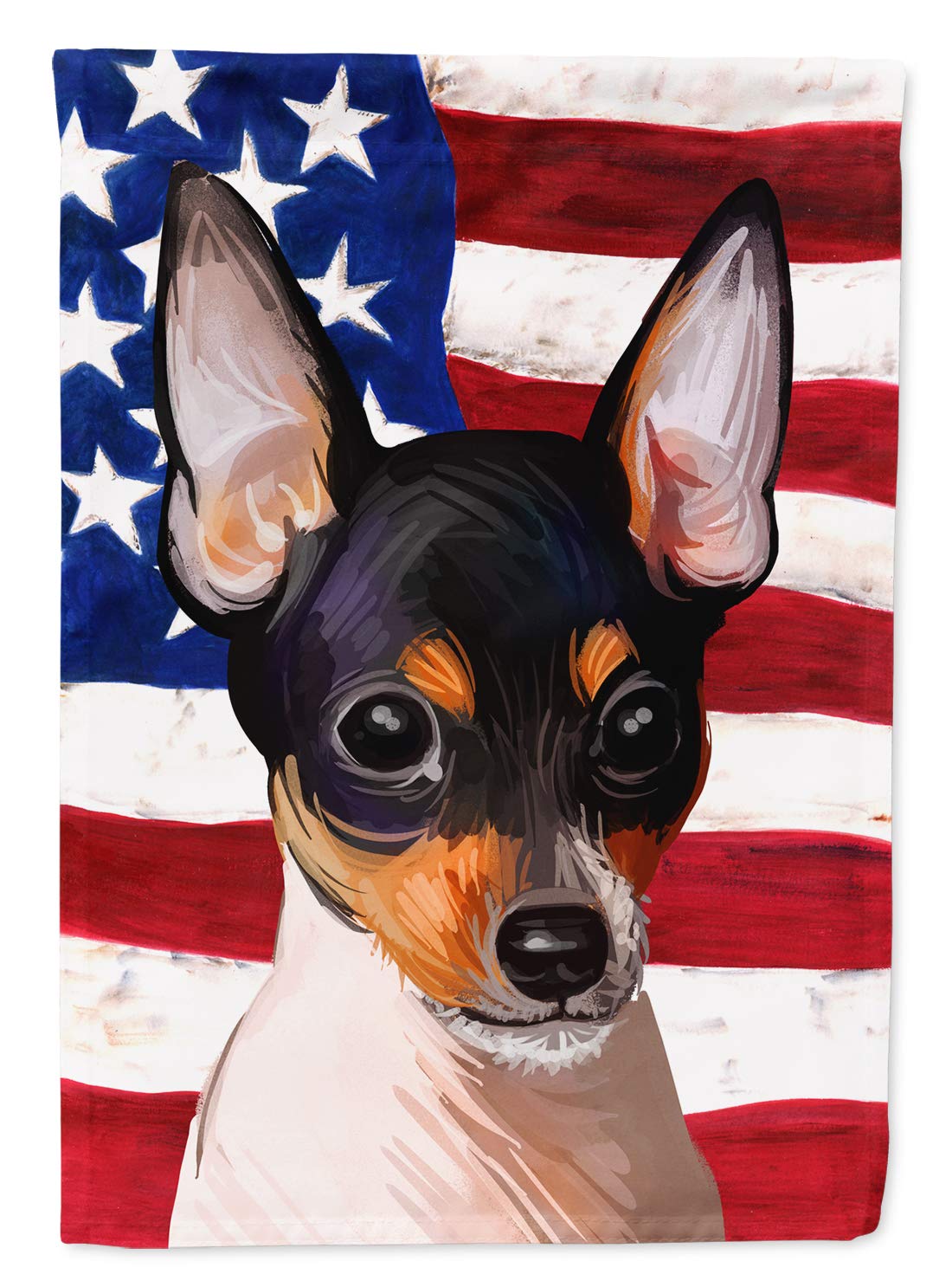 Caroline's Treasures CK6742GF Toy Fox Terrier American Flag Garden Flag Mailbox Flag Decorative Yard Flag Banner Outside Patio Artwork Yard Flower Beds, Garden Size, Multicolor