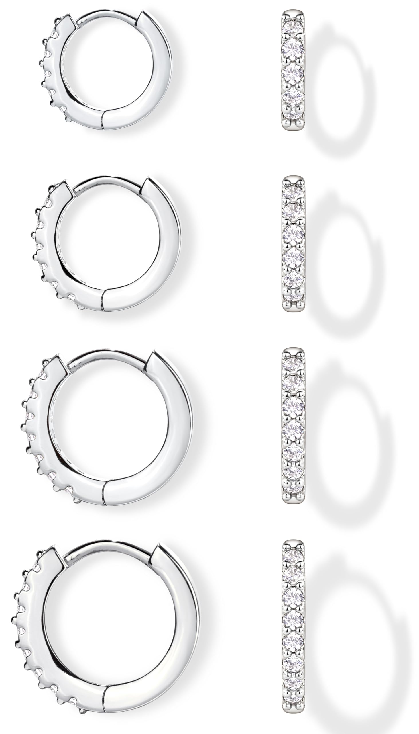 Tragus Earrings for Women,Dainty S925 Sterling Silver Small Hoop Earrings for Women Hypoallergenic,Cute Mini Cartilage Helix Conch Cubic Zirconia Earring Set for Multiple Piercing Jewelry Gifts