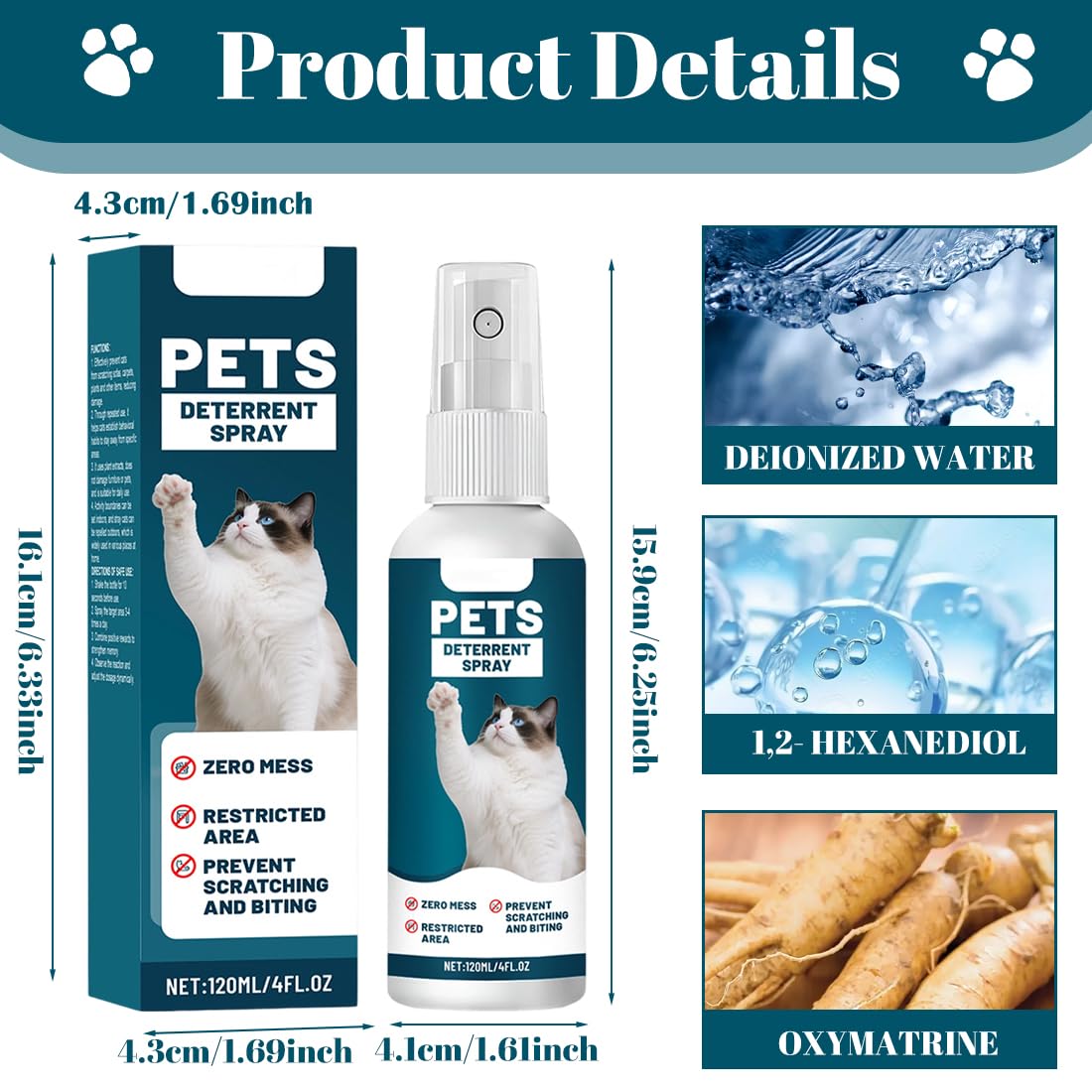 EIHI 120ml Spray antigraffio per gattiper Gatti Divano, Uso Interno ed Esterno,protezione divano graffi gatto, Protezione del Divano e Mobili, Ideale per Casa e Giardino
