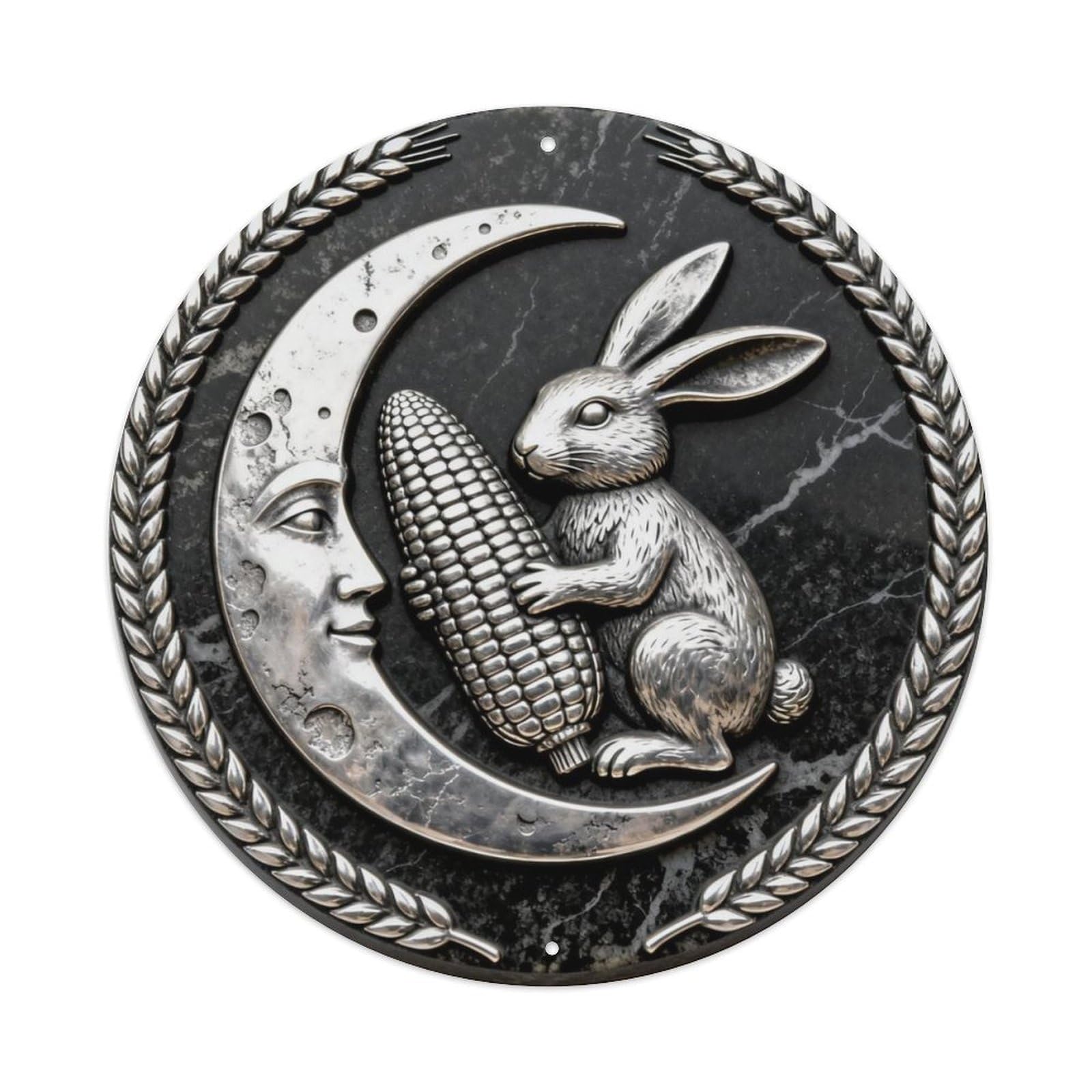 Maya Moon Rabbit Corn Grain Metal Tin Sign Plaque