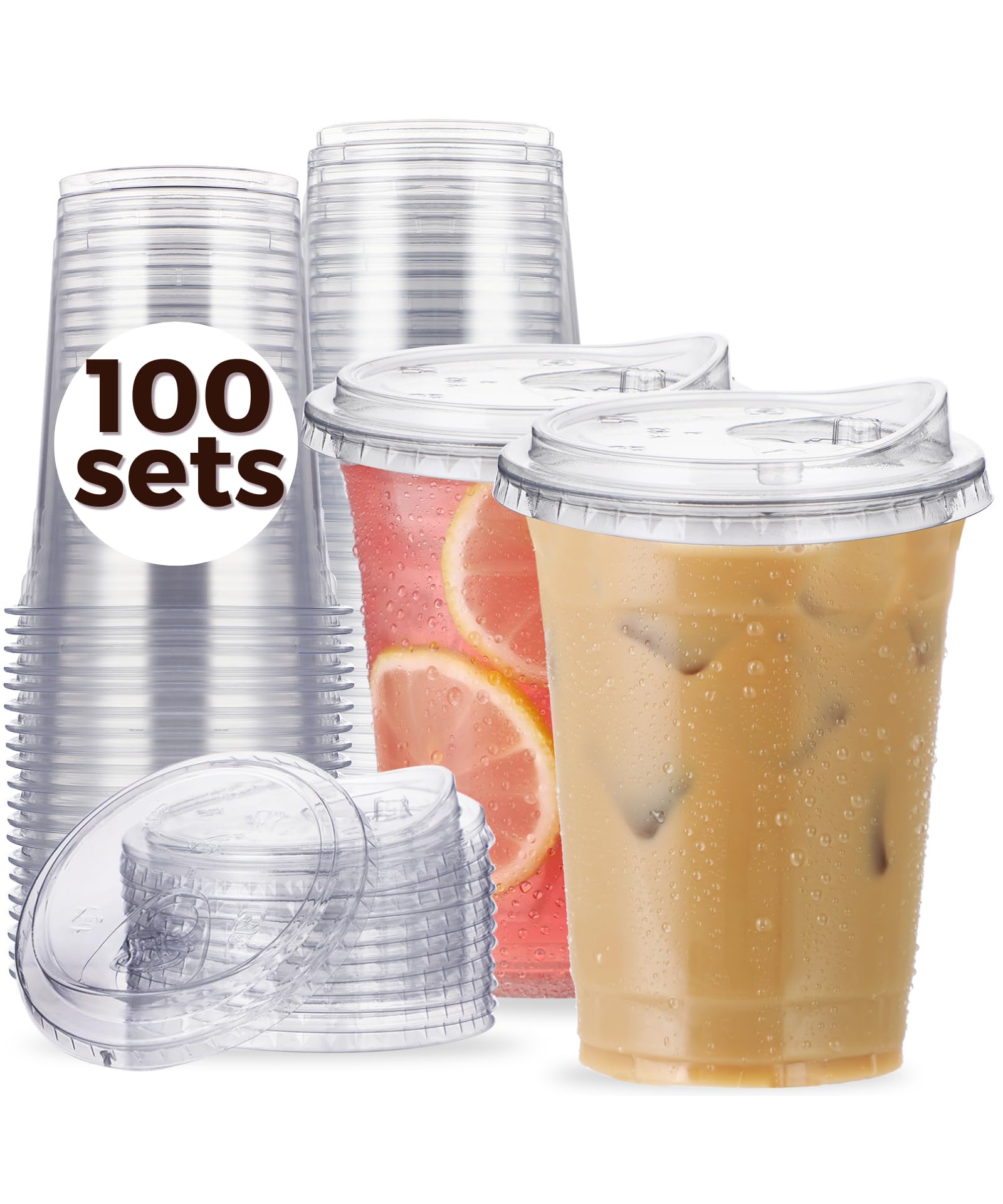 16 oz. - 100 Count Crystal Clear Plastic Cups With Stra 16 oz. - 100 Count Crystal Clear Plastic Cups With Stra