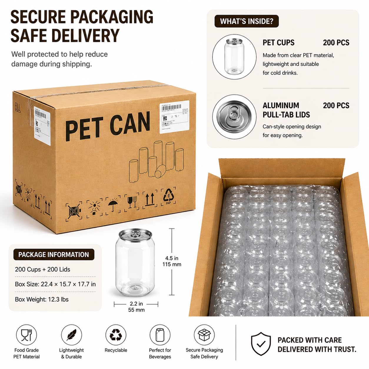 Amazon.com: ABUKE 200 Pack 11oz Clear Plastic Can Cups with