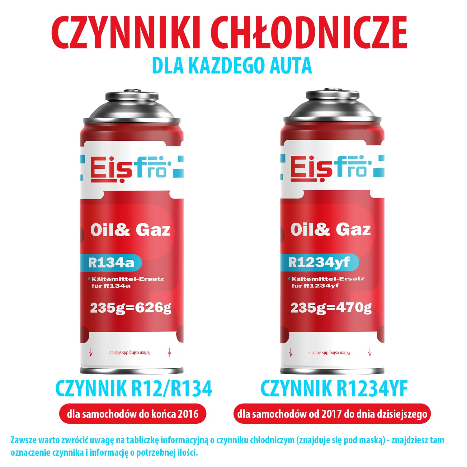 Zamiennik Gazu R134a – Gaz do Klimatyzacji Samochodowej – Zestaw – Czynnik Chłodniczy R134a – 2x 235g Puszki – do Napełniania – ECO
