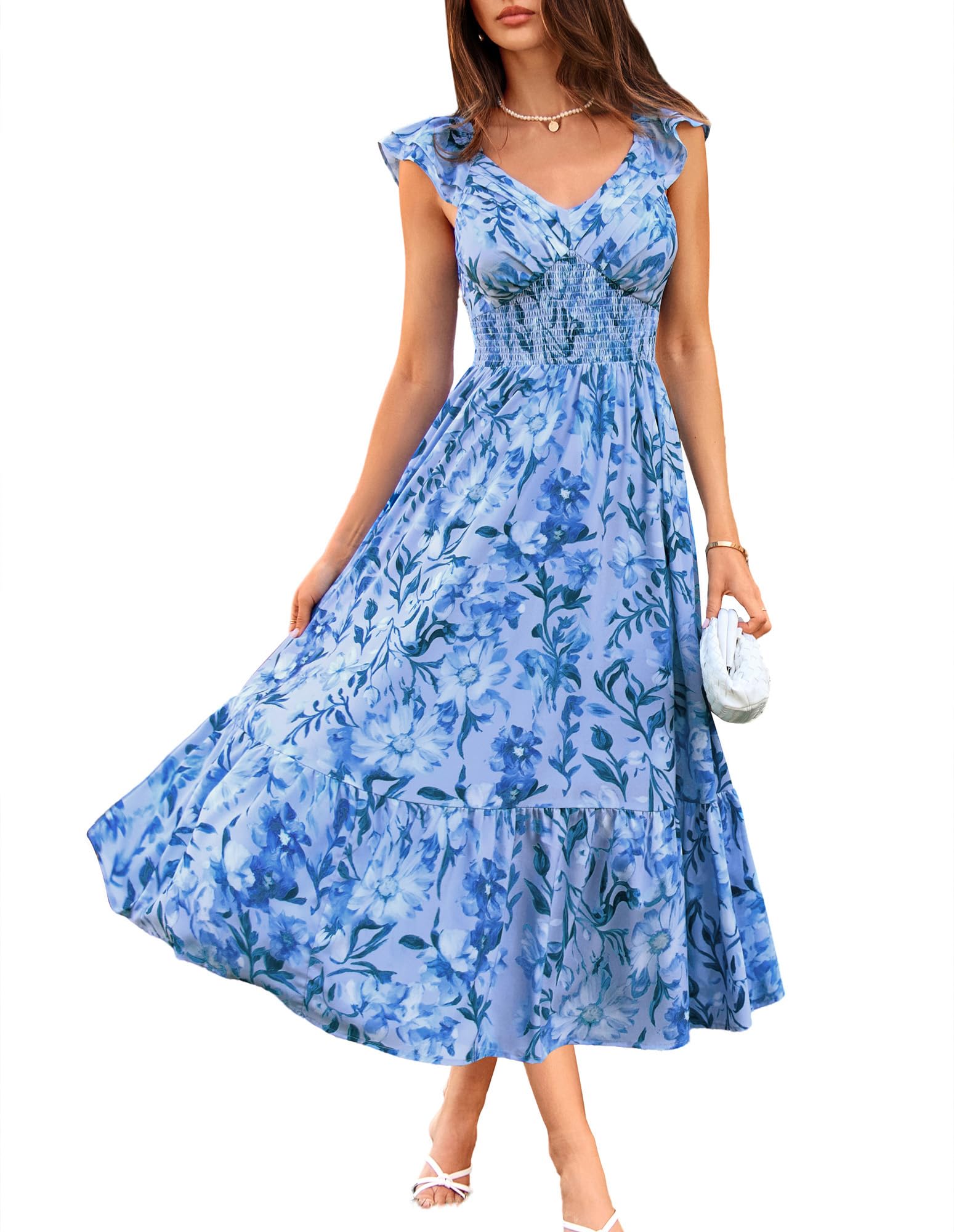 GRACE KARIN Women's Summer Floral Maxi Wedding Guest Dresses