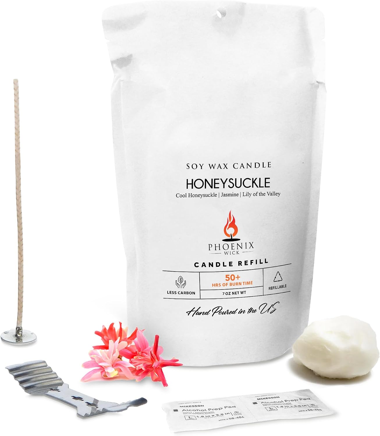 Phoenix Wick Candle Making Kit – Transform Anything Into A Candle – Candle Making Kit with Wick + 7oz Wax (Honeysuckle Scent)