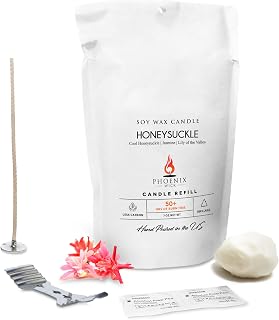 Phoenix Wick Candle Making Kit – Transform Anything Into A Candle – Candle Making Kit with Wick + 7oz Wax (Honeysuckle Scent)