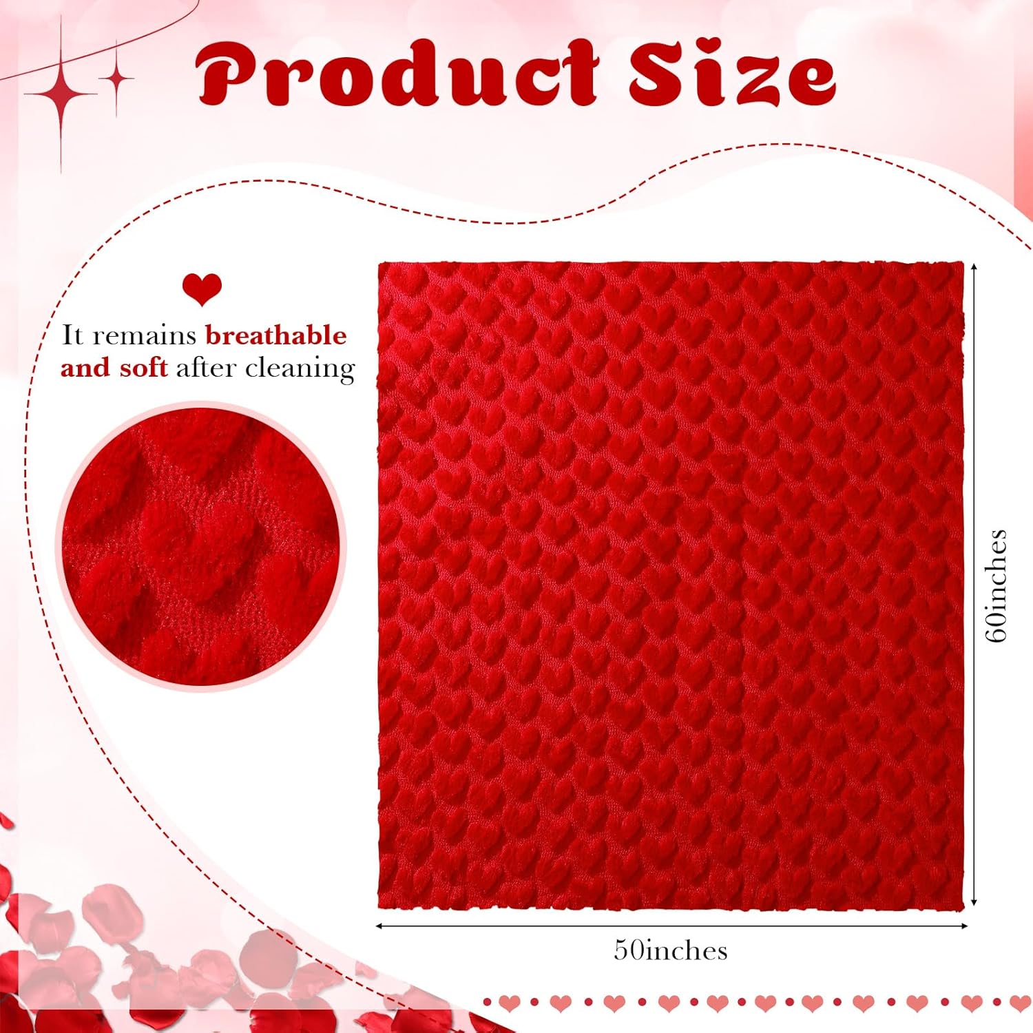 Moukeren Valentines Heart Throw Blanket 50”×60” - 3D Jacquard Heart Throw Blankets, Soft Cozy Romantic Valentines Gifts for Bed Couch Sofa Home Decor - Image 3