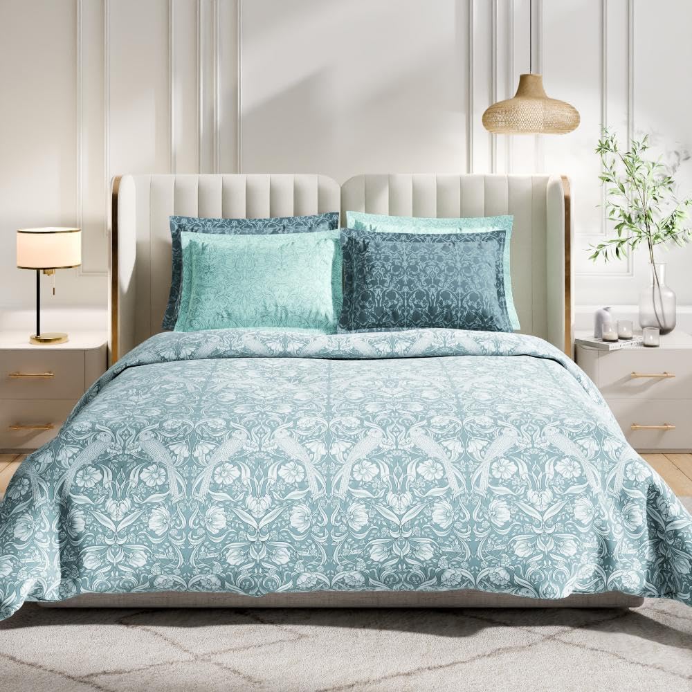 Wakefit Cotton Fitted Bedsheet | 300 TC Elastic Fitted Sheet, Queen Bed Bedsheet With 2 Pillow Covers | Jaqueline - 78X60 Inches, Multicolor