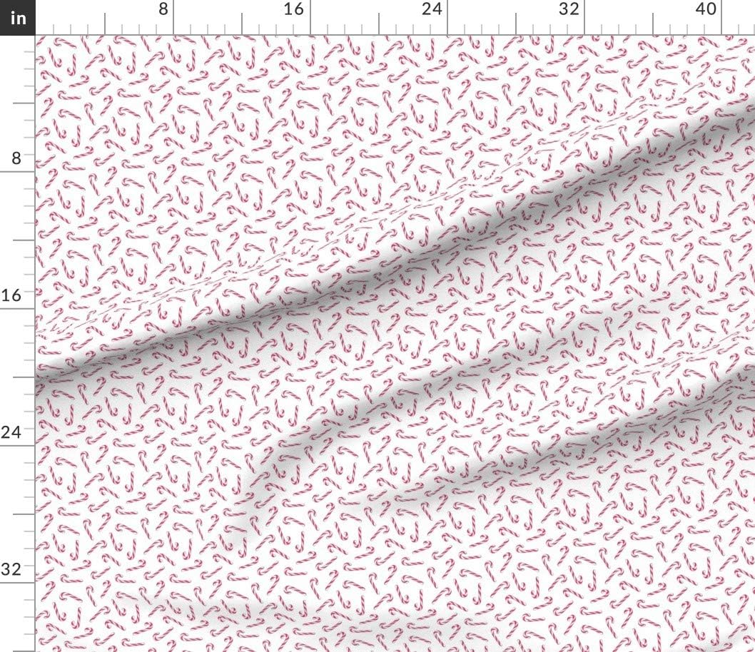 Spoonflower Fabric - Candy Canes Christmas Sweet Red White Scattered Holidays Kids Printed on Cotton Poplin Fabric by The Yard - Sewing Shirting Quilting Dresses Apparel Crafts