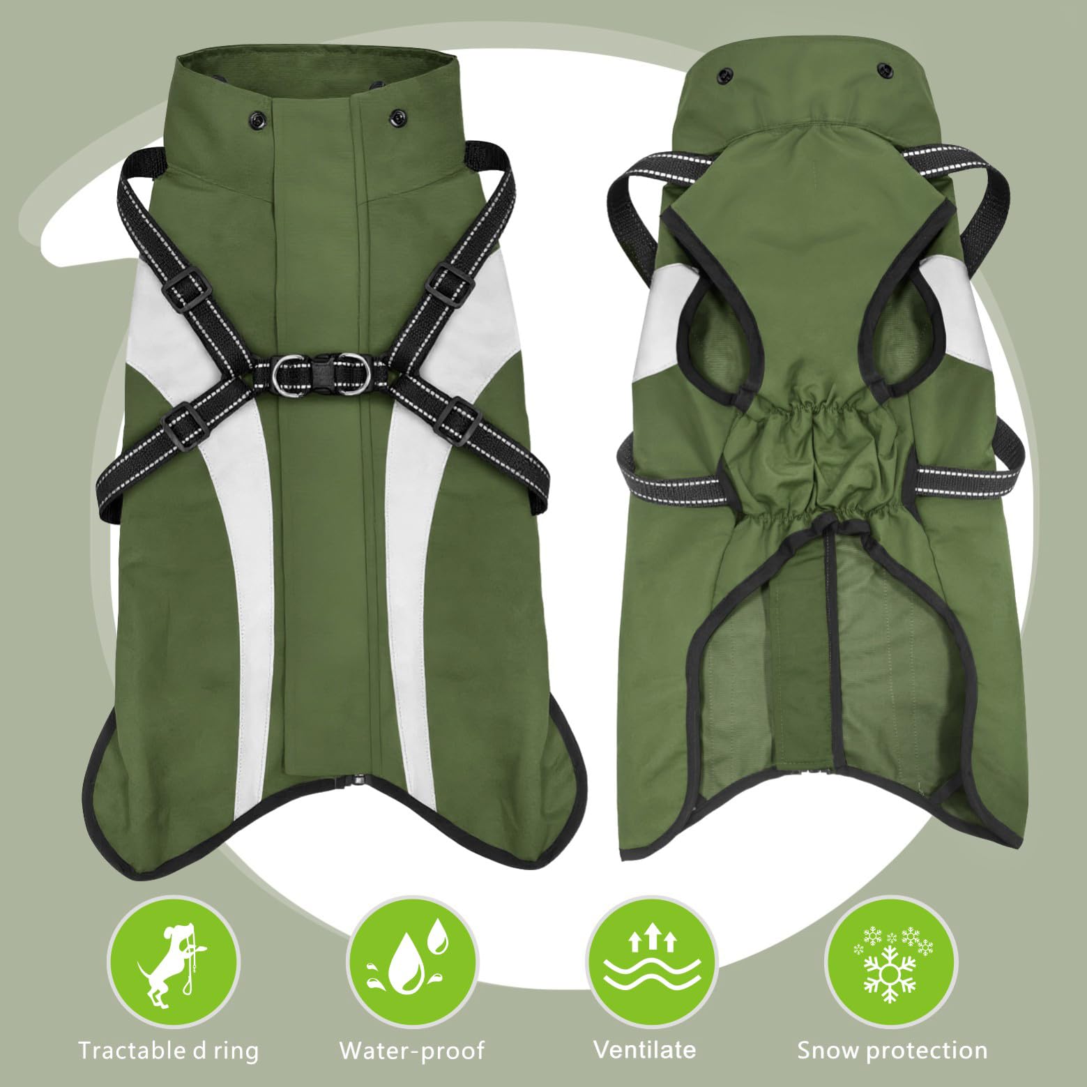 Impermeable Perro Impermeables para Perros Reflectantes Perros Chaquetas de Lluvia con Capucha Poncho para Perro pequeños y medianos Grandes S-XXL (Verde, XXL)