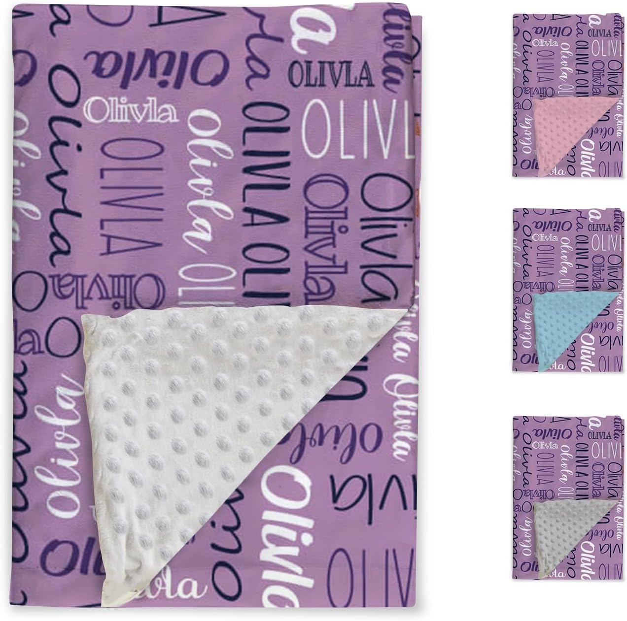 Custom Baby Blanket - Personalized Names Design - Soft Plush Blanket with Double Layer Dotted Backing for Boys Girls Color12(30x40 inches)