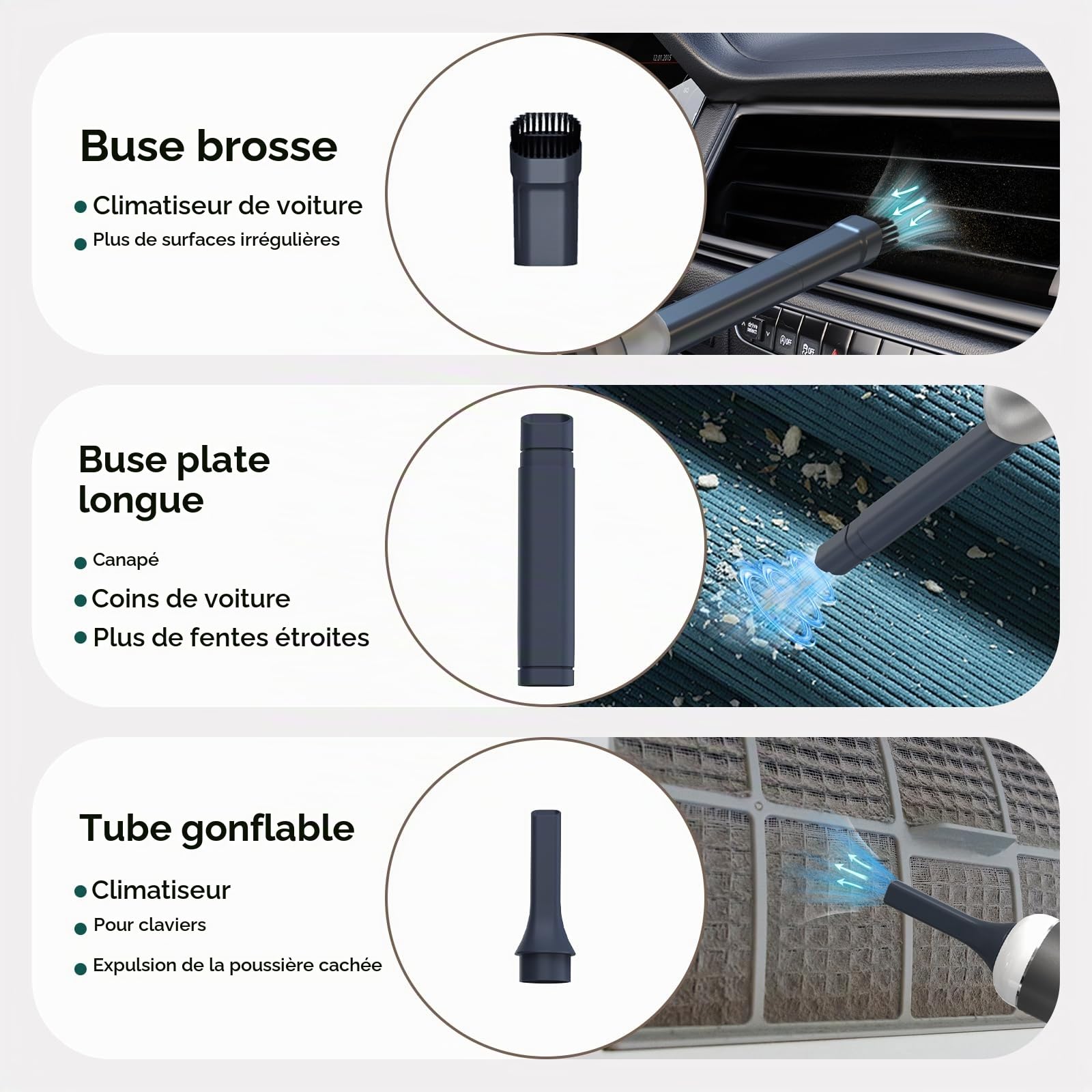 Minthouz Aspirateur Voiture, 17000PA Portable Mini Aspirateur a Main,Multifonctions pour La Maison, La Voiture, Le Bureau