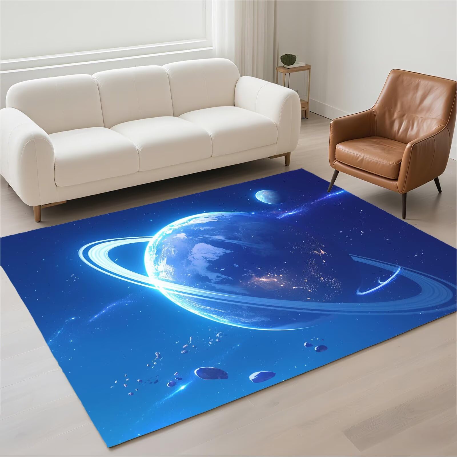 Grand tapis 120x180cm antidérapant lavable imperméable pour salon moderne