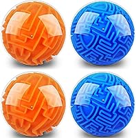 Vista 6 de Sumind Juego de 4 piezas de rompecabezas 3D de laberinto mágico para el cerebro, juegos de memoria, gravedad secuencial, laberinto, esfera, juguetes