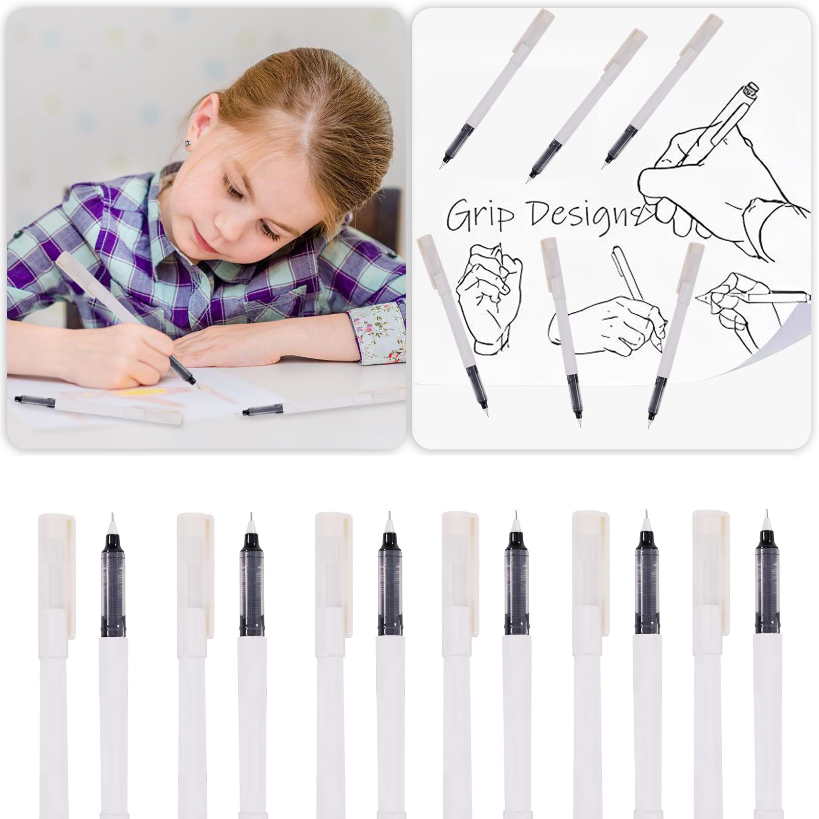 Bolígrafo De Gel, Paquete De 6 Unidades De Tinta Negra Bolígrafo Líquido Recto Universo Maravilloso De Dibujos Animados, Bolígrafos de Gel Útiles Para Oficina y Estudio.
