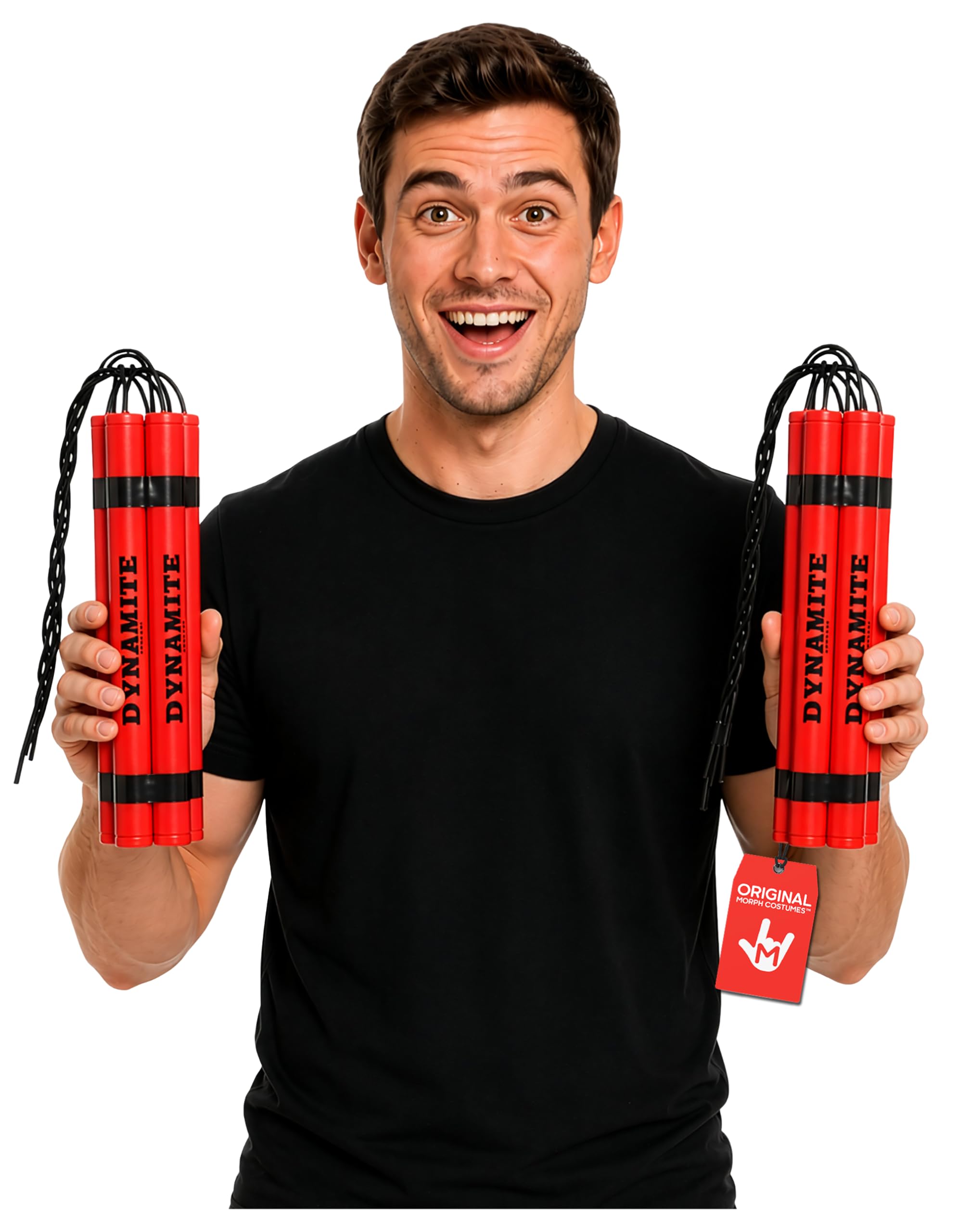 Morph Adult 12 Sticks Fake Dynamite Red TNT 6 Stick Bundle Plastic Prank Pretend Explosive Bomb Pack Film Costume Prop (2 pack)