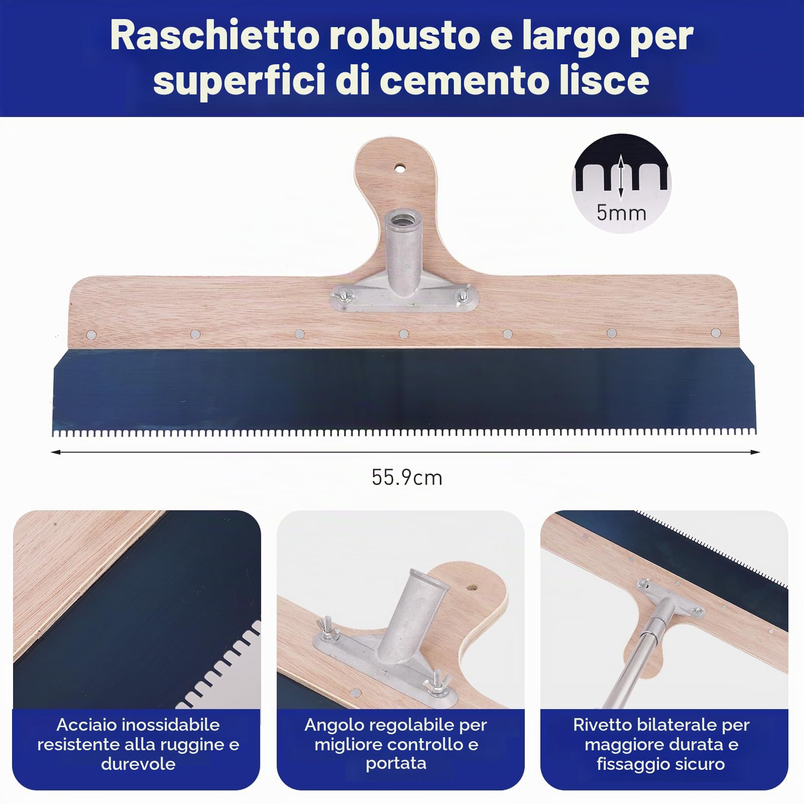 Set di attrezzi per cemento autolivellante, rullo per cemento autolivellante, set di pavimenti epossidici, scarpe per pavimenti epossidici, utensili in calcestruzzo, raschietto in acciaio inox, con