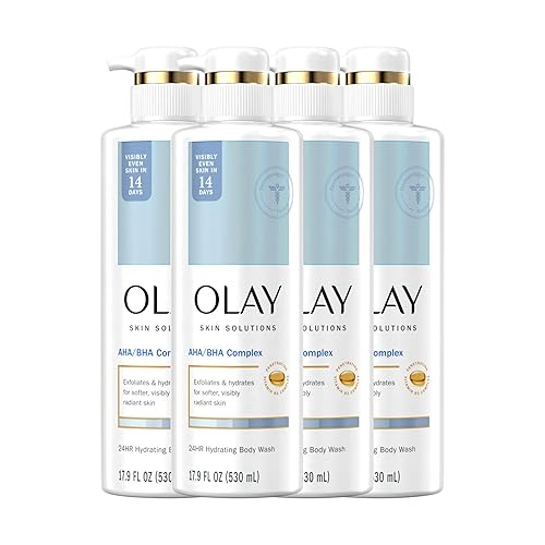Olay Skin Solutions - Jabón corporal hidratante para mujeres con complejo AHABHA, 17.9 onzas líquidas (paquete de 4)