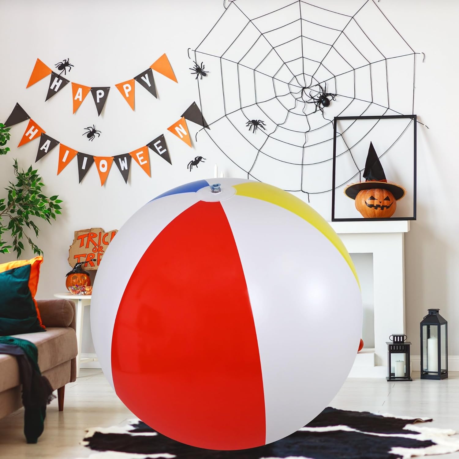 Jet Creations 48" Jumbo Rainbow Ball – Cold-Resistant Vinyl Inflatable for Events, Holidays, Parties, Halloween & Fall Decor, Pool, Beach & Outdoor Fun, Durable Giant Colorful Prop, 1 pc