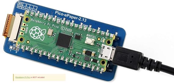 waveshare 2.13inch E-Ink Display HAT 250122 Pixels Black White Two Color E-Paper Module epaper Screen for Raspberry Pi Pico Microcontroller Board,Support Partial Refresh