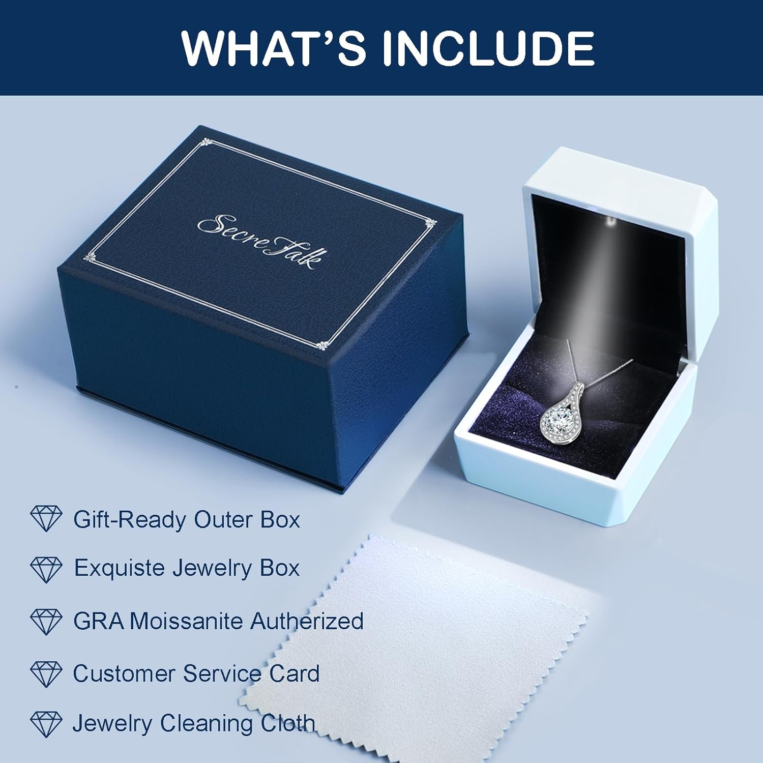 SecreTalk 1-5CT Moissanite Pendant Necklace for Women, Wedding Gift 925 Sterling Silver Necklace for Wife Mother Her - Image 7