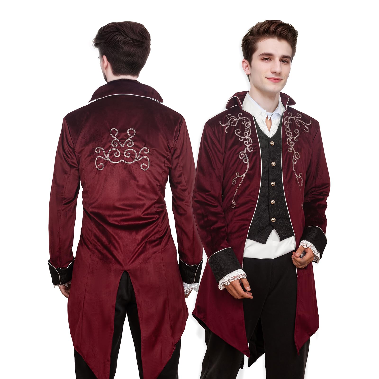 Cappotto vintage gotico da uomo, giacca steampunk medievale, vittoriano, rinascimentale, retrò, vintage, ricamo, per feste di Halloween, cosplay, pirata, vampiro, costumi per adulti