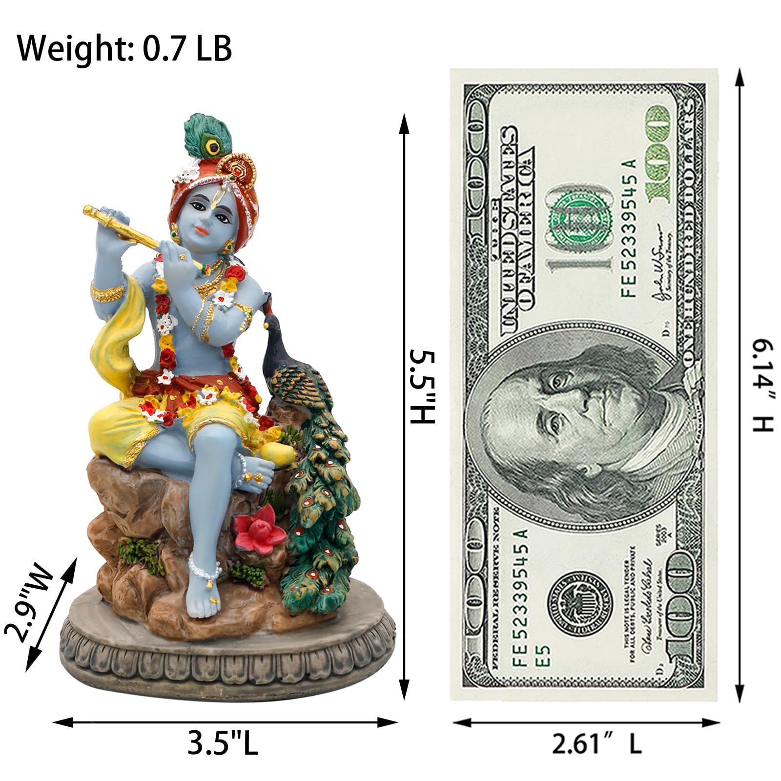 Amazon.co.jp: alikiki ヒンズー教の神クリシュナ像 - 高さ5.5インチ