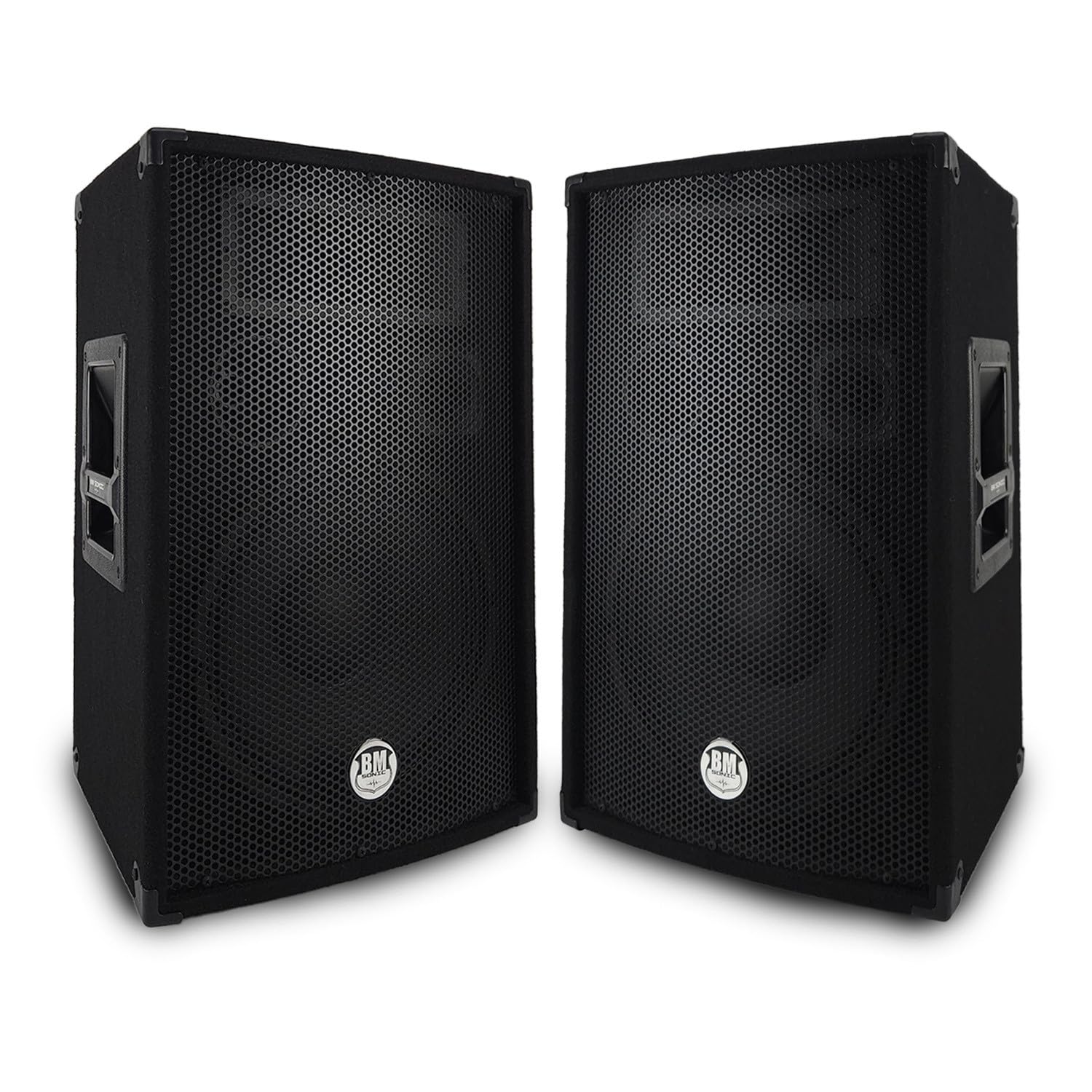 Paire d'enceintes Sono Bass Reflex Trapézoïdal à 3 Voies 12"/30cm - 2 x 600W - BM Bmsonic BMS-12
