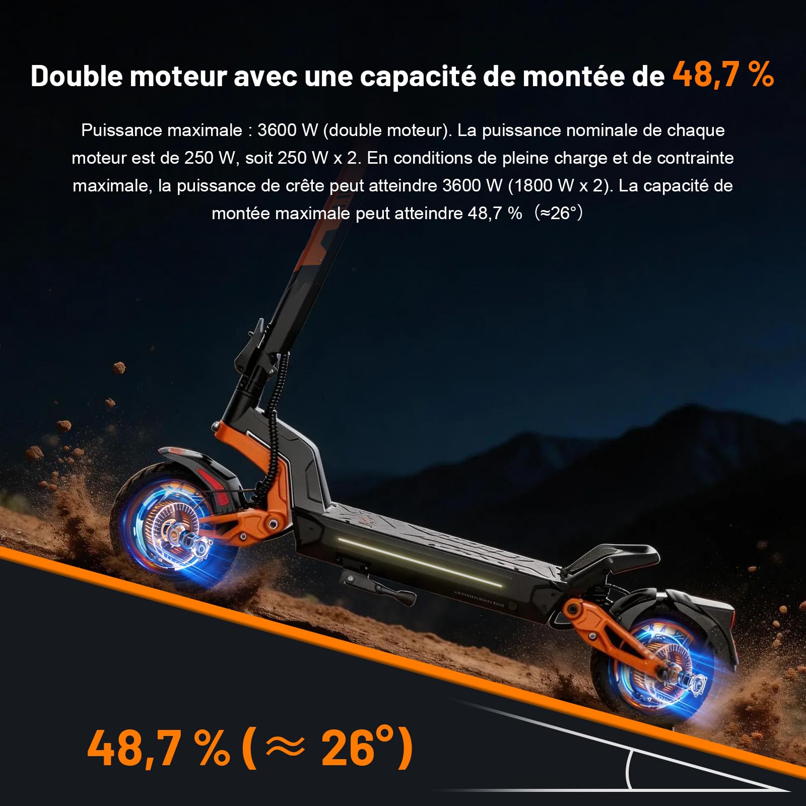 RCB D7 Max Trottinette Électrique Adulte,Moteur 3600W piek（1800W x2）