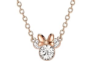 Minnie Mouse Jewelry: Crystal Birthstone Pendant Necklace for Little Girls